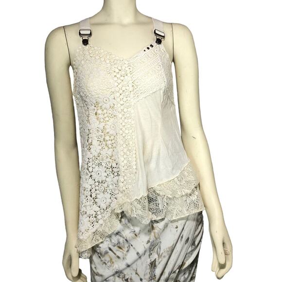 Free people lace top with Dungaree strap closing size medium - Picture 1 of 12